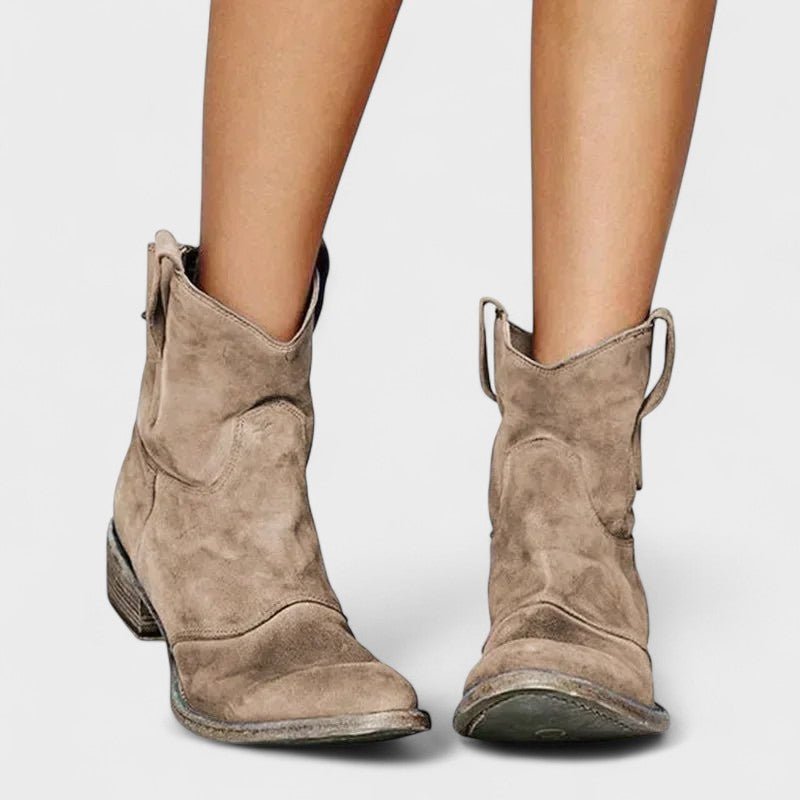 Marie | Taupe Western Ankle Boots