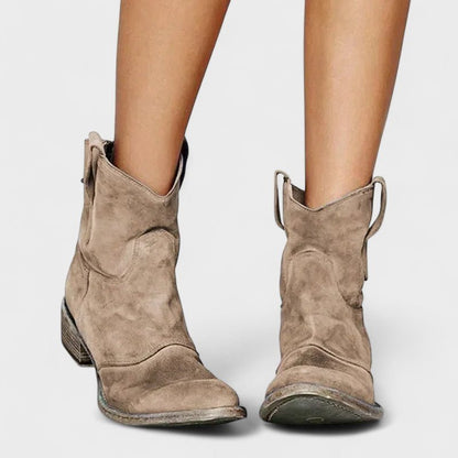 Marie | Taupe Western Ankle Boots