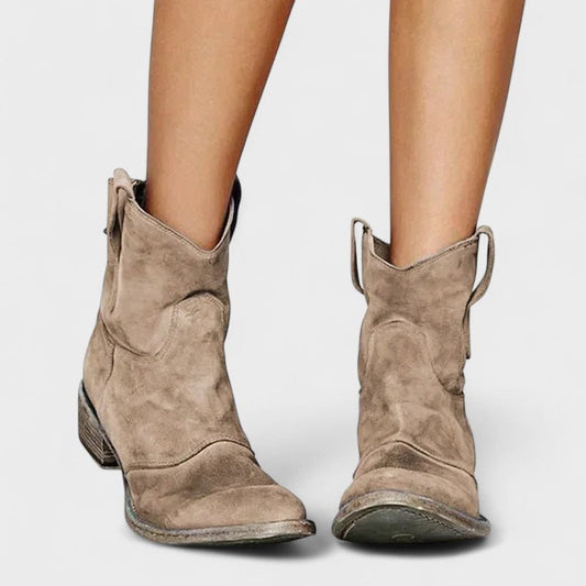 Marie | Taupe Western Ankle Boots