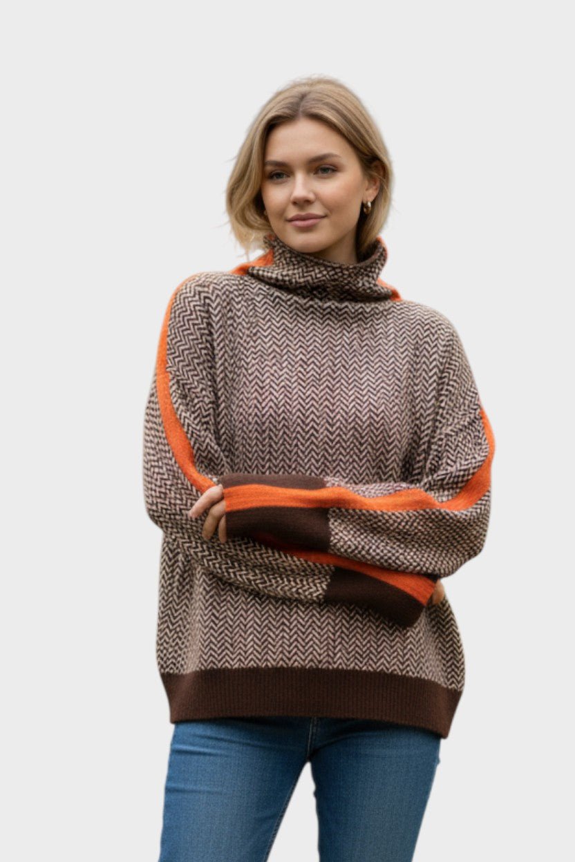 Marie | Herringbone Roll-Neck Jumper