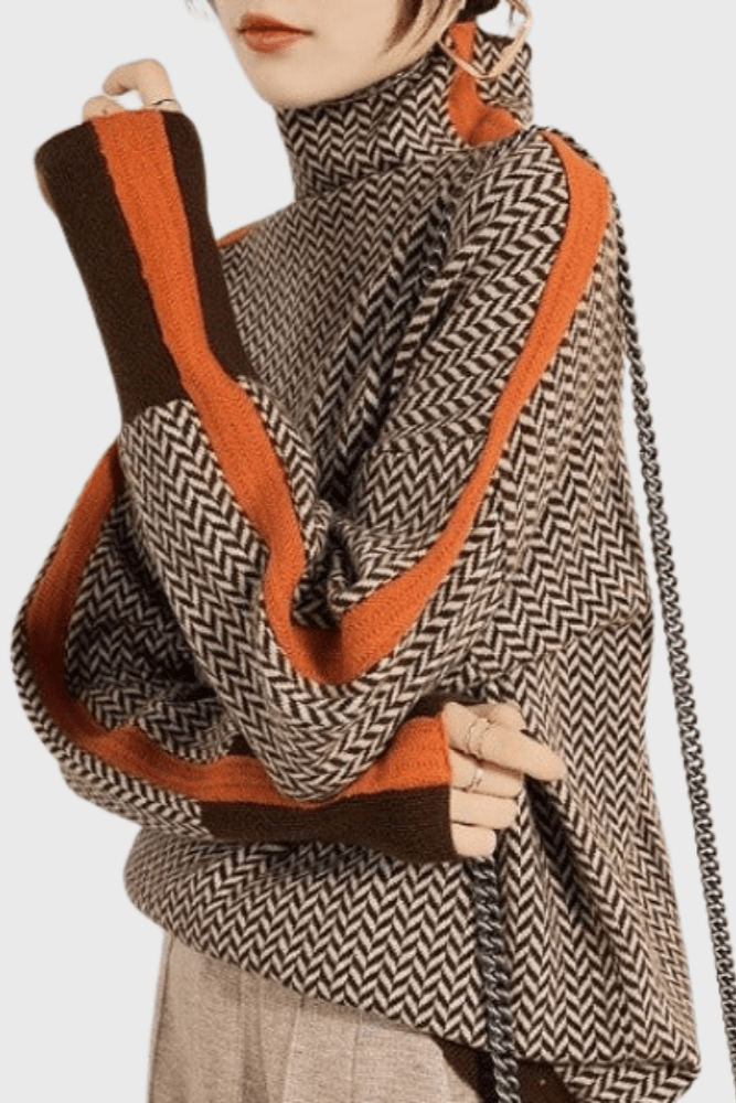 Marie | Herringbone Roll-Neck Jumper