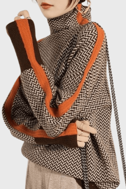 Marie | Herringbone Roll-Neck Jumper