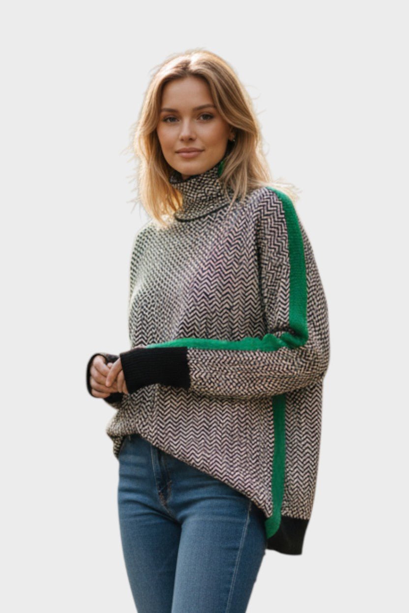 Marie | Herringbone Roll-Neck Jumper