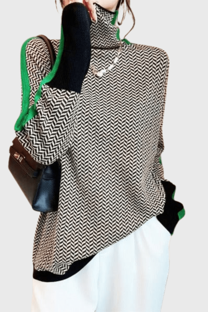 Marie | Herringbone Roll-Neck Jumper