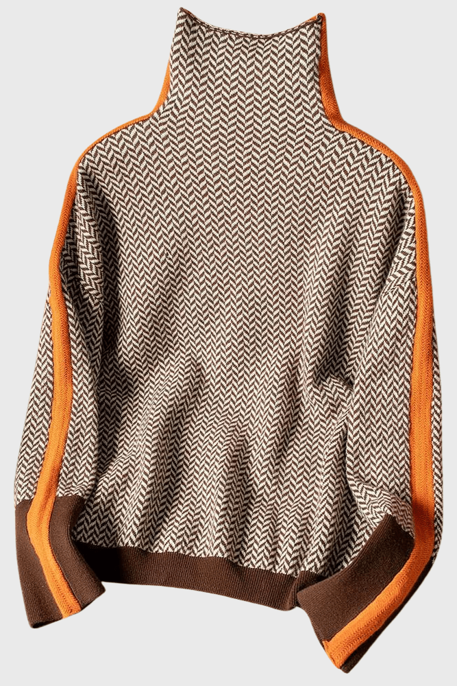 Marie | Herringbone Roll-Neck Jumper