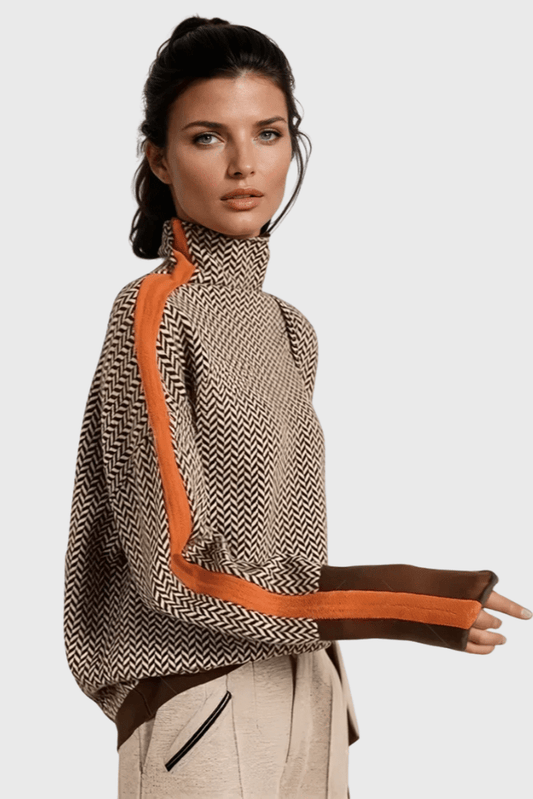 Marie | Herringbone Roll-Neck Jumper