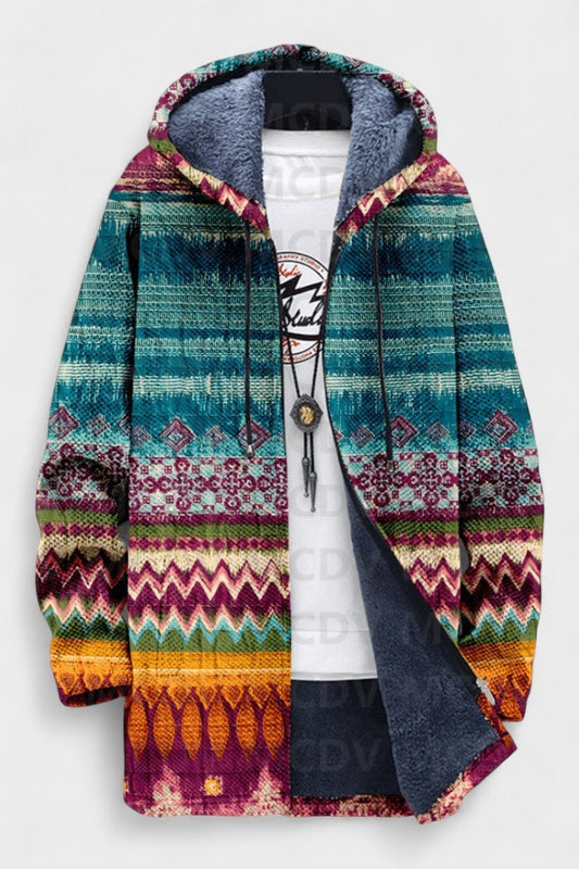 Marie | Teal Fair Isle Hooded Zip Jacket