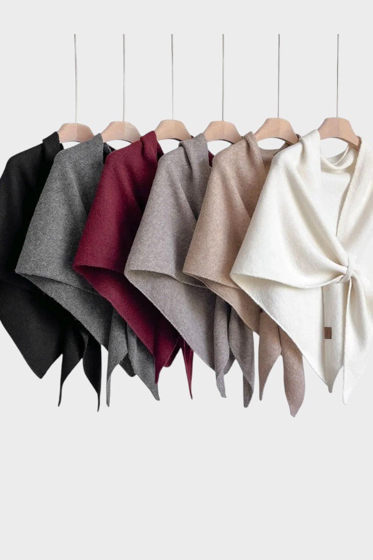 Marie | Grey Draped Knit Poncho