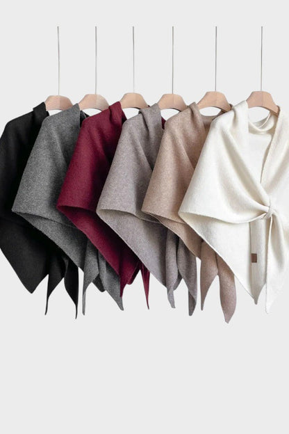 Marie | Grey Draped Knit Poncho