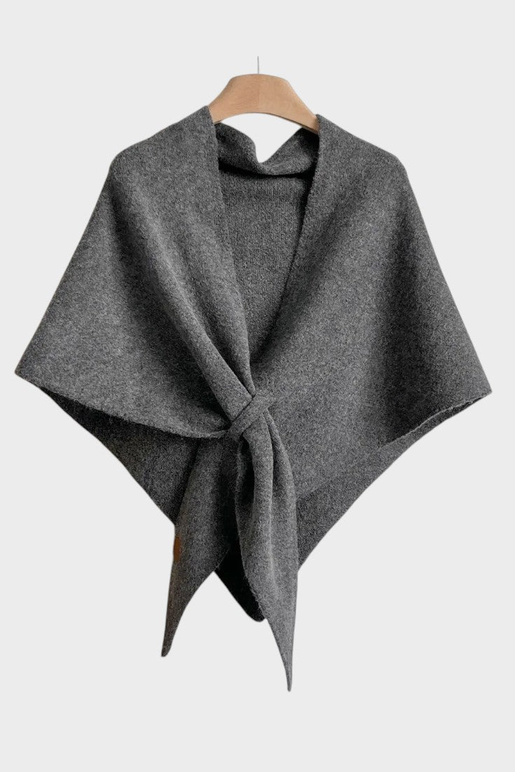 Marie | Grey Draped Knit Poncho