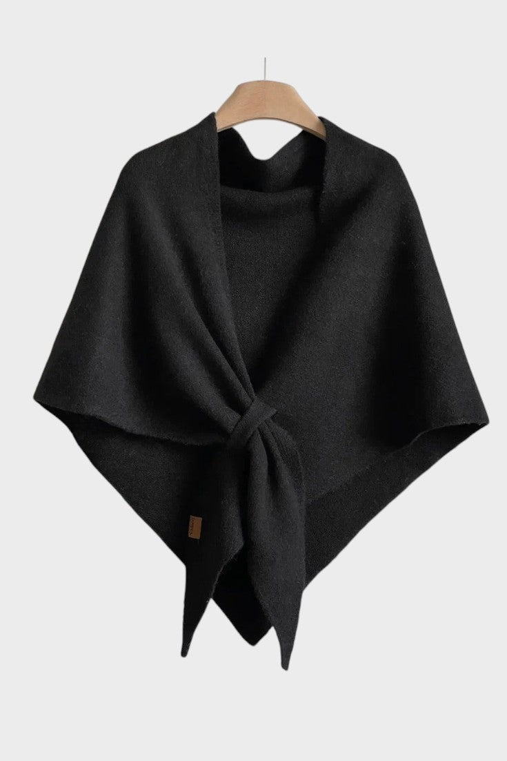 Marie | Grey Draped Knit Poncho