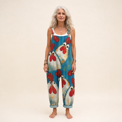 Petra | Blue Hen Print Dungarees