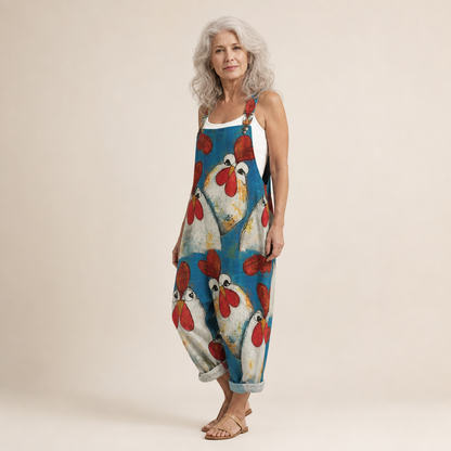 Petra | Blue Hen Print Dungarees