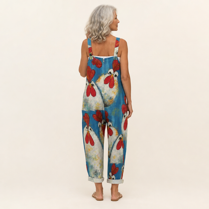 Petra | Blue Hen Print Dungarees