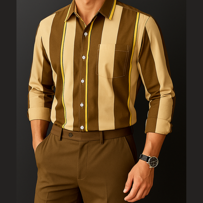 Mark | Brown Vertical-Stripe Shirt