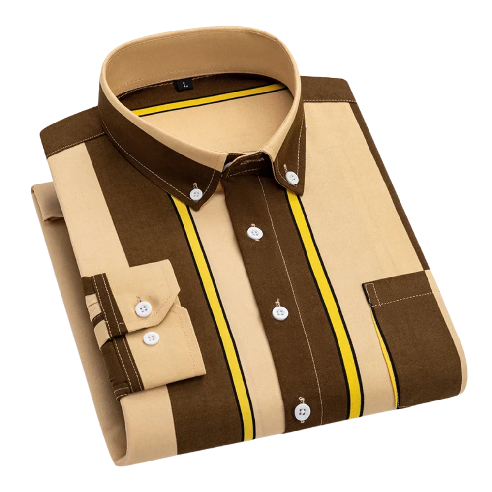 Mark | Brown Vertical-Stripe Shirt