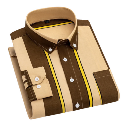 Mark | Brown Vertical-Stripe Shirt