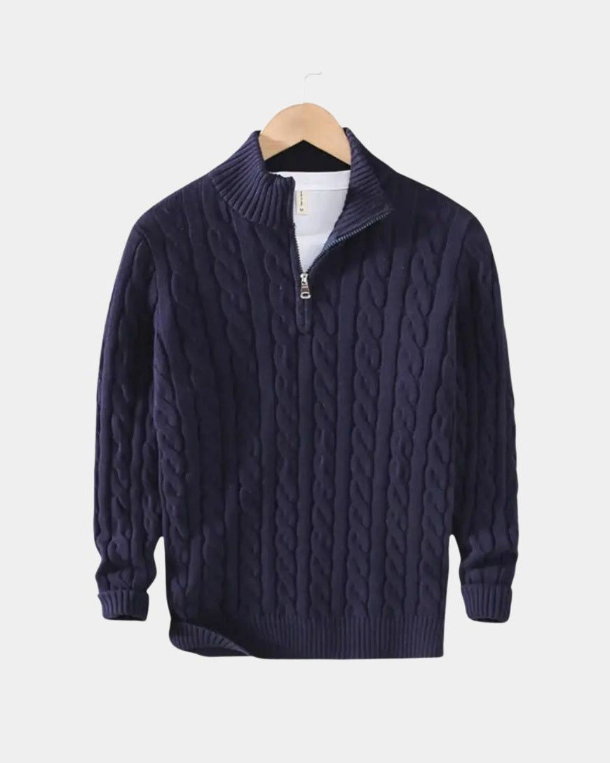 Mark | Navy Cable-Knit Jumper