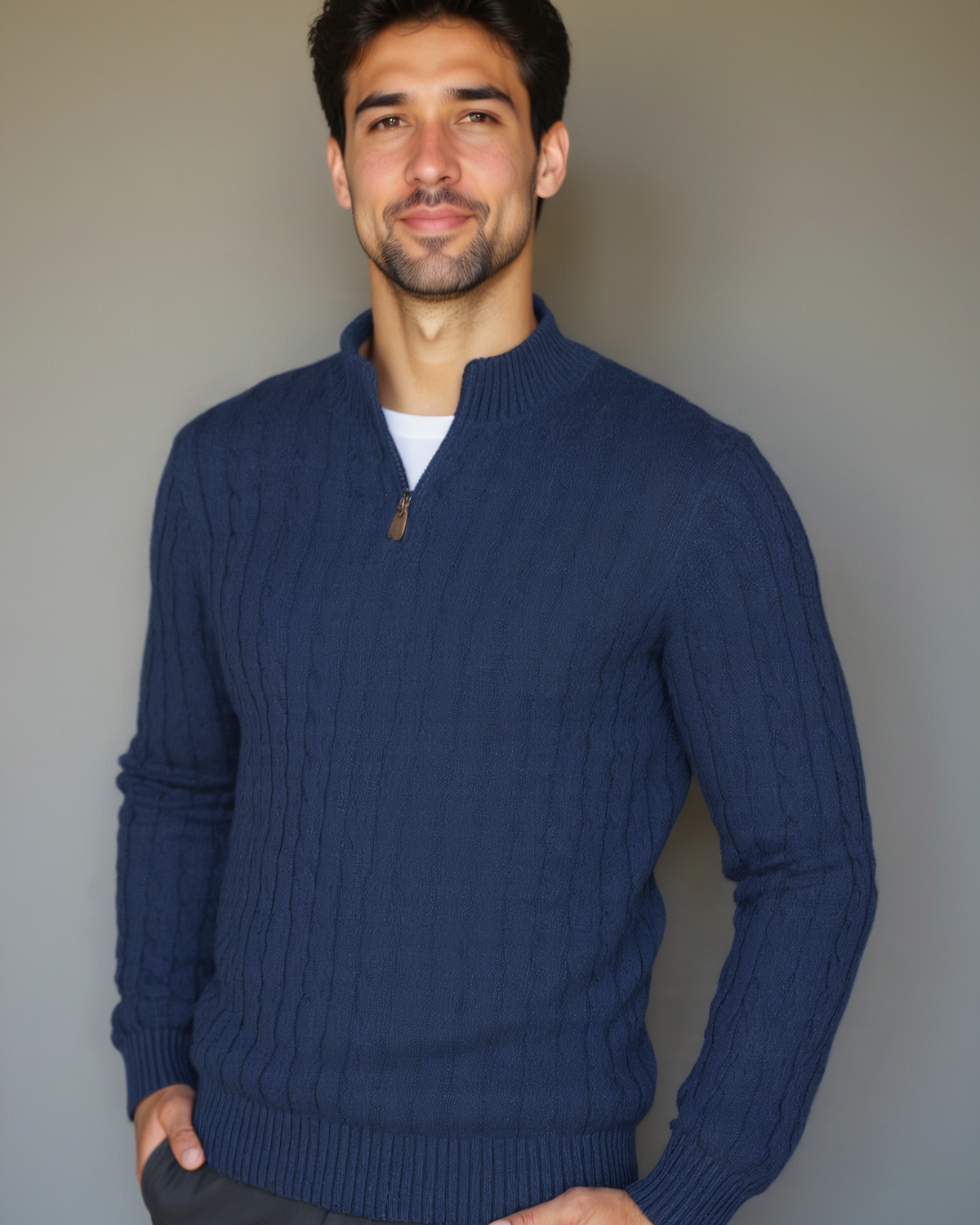 Mark | Navy Cable-Knit Jumper