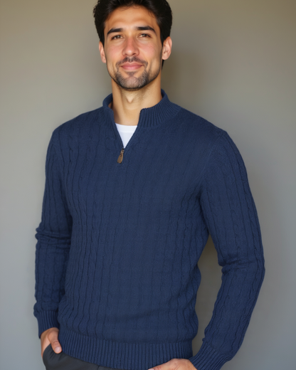Mark | Navy Cable-Knit Jumper