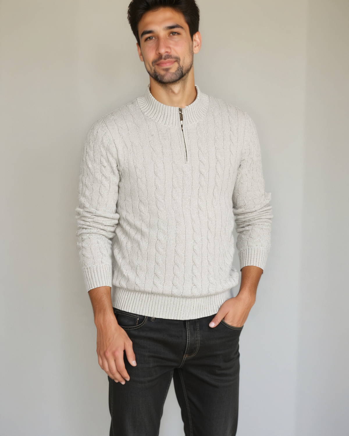 Mark | Navy Cable-Knit Jumper