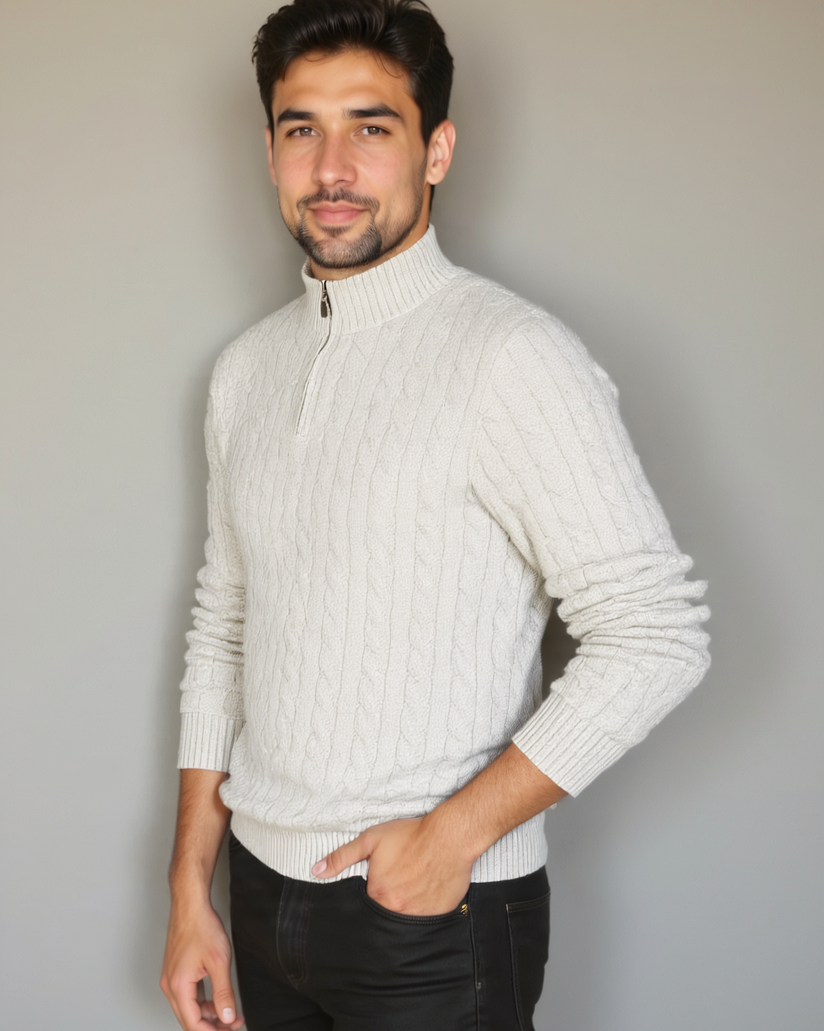 Mark | Navy Cable-Knit Jumper