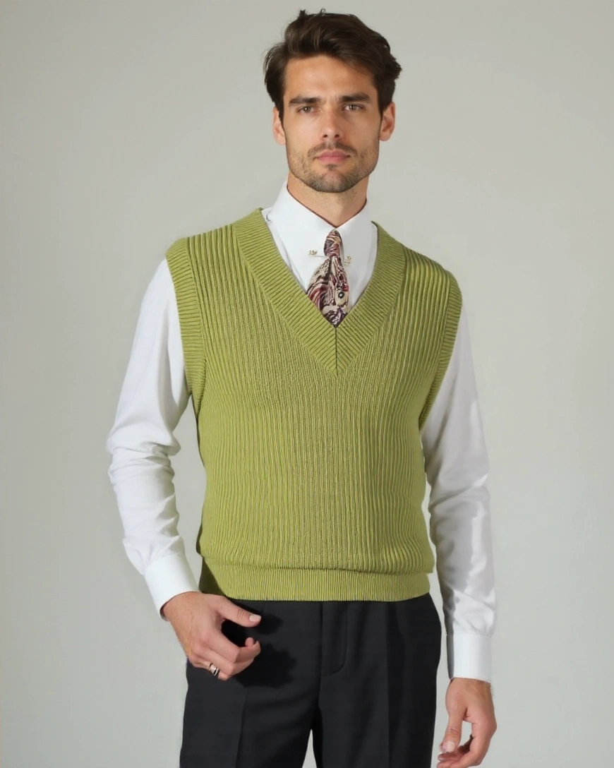 Martin | Brown V-Neck Sleeveless Jumper