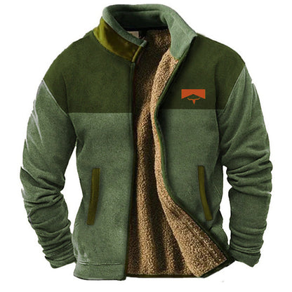 Matthew | Tan Pattern-Sleeve Fleece Jacket