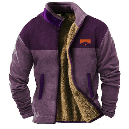 Matthew | Tan Pattern-Sleeve Fleece Jacket