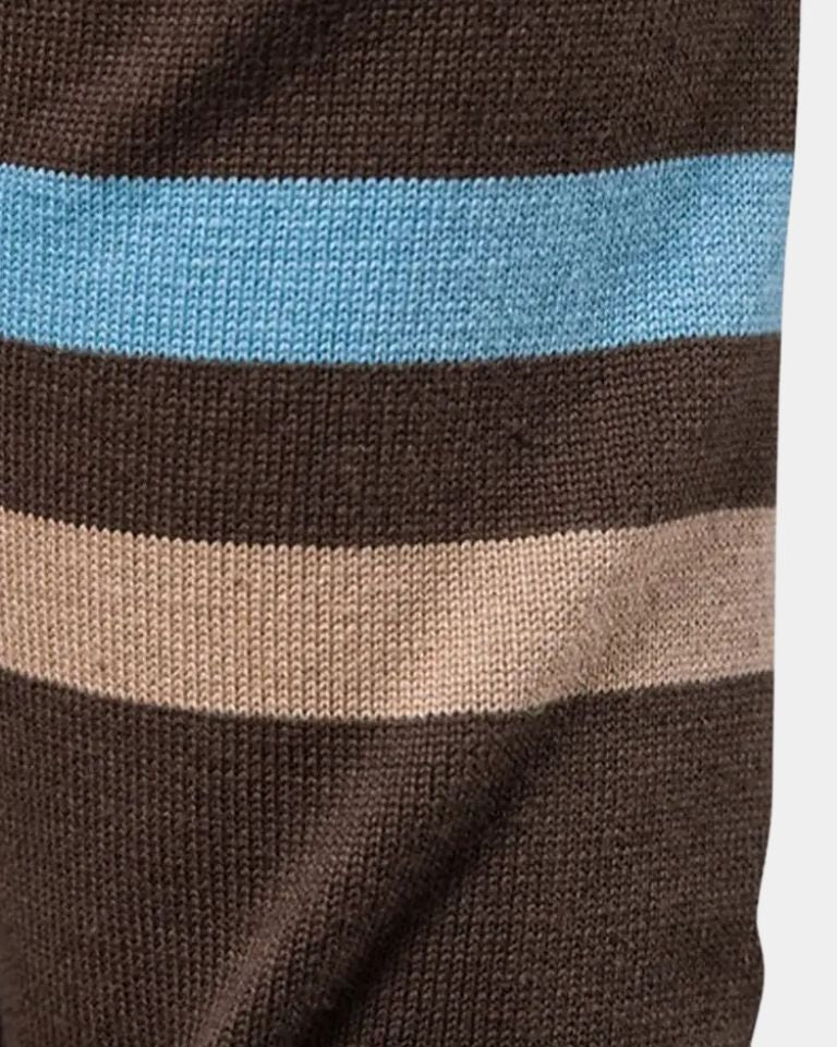 Mervyn | Brown Colour-Block Zip Cardigan