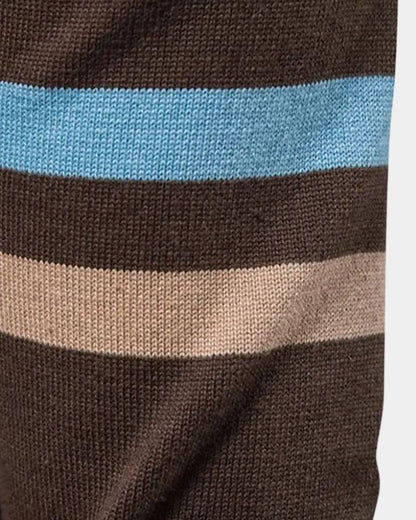 Mervyn | Brown Colour-Block Zip Cardigan