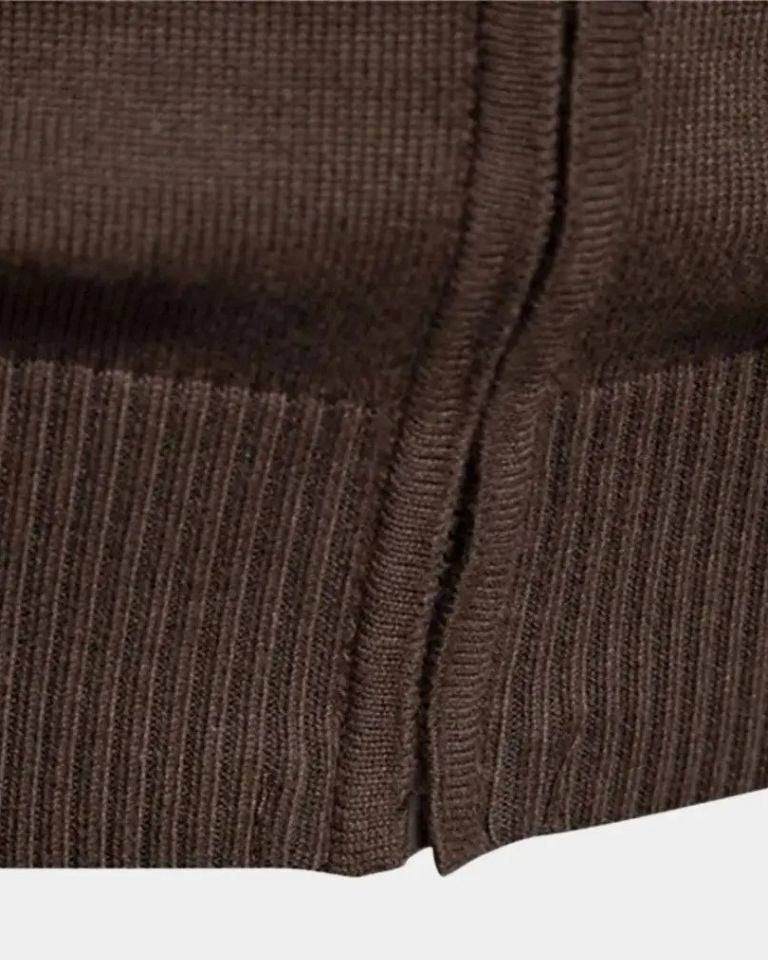 Mervyn | Brown Colour-Block Zip Cardigan