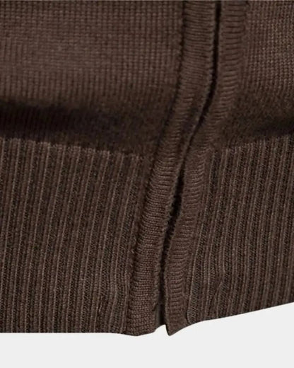 Mervyn | Brown Colour-Block Zip Cardigan