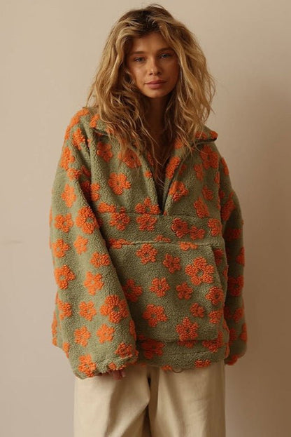 Matilda | Olive Floral Textured Jumper