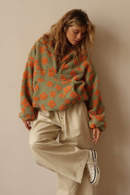 Matilda | Olive Floral Textured Jumper
