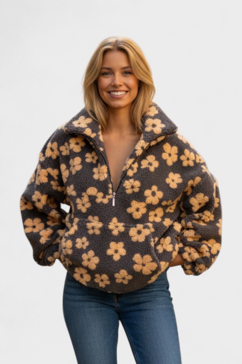 Matilda | Olive Floral Textured Jumper