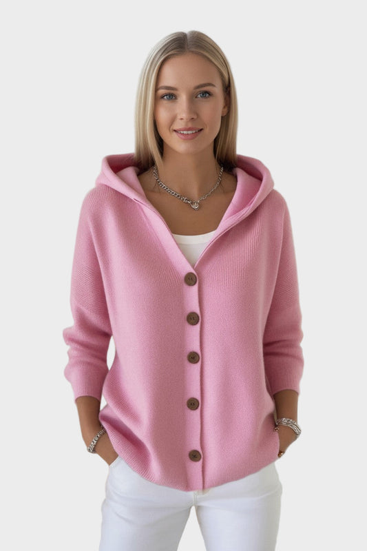 Matilda | Pink Hooded Button Cardigan