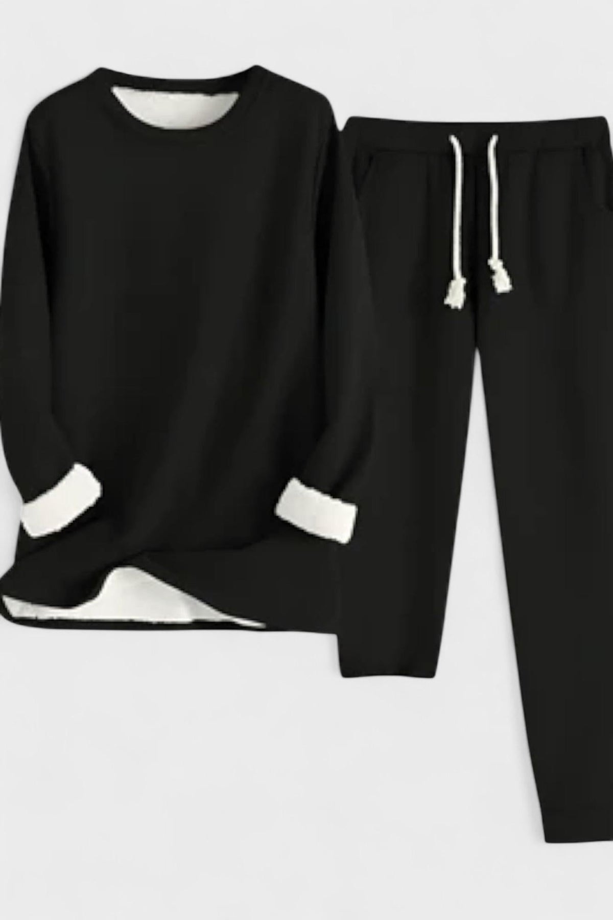Matilda | Contrast-Trim Long-Sleeve Trouser Set