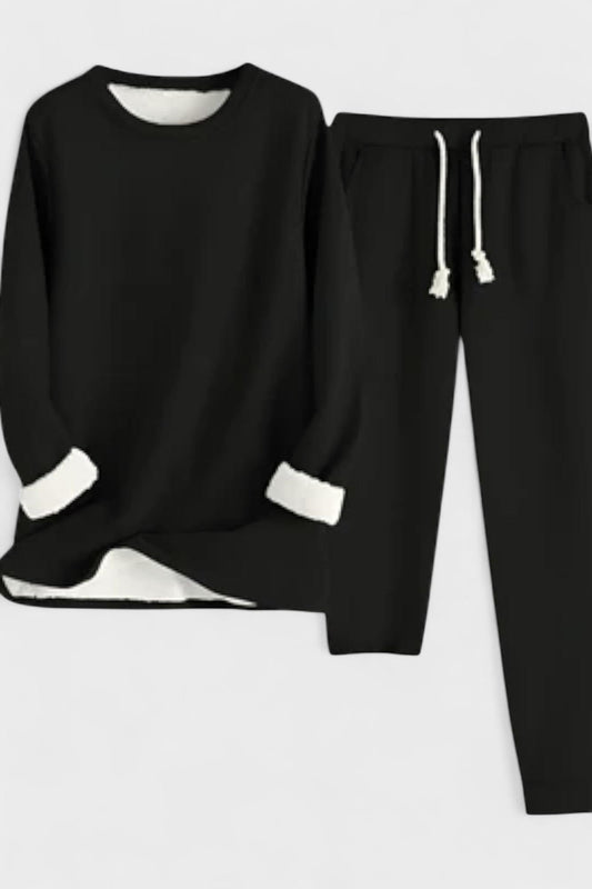 Matilda | Contrast-Trim Long-Sleeve Trouser Set