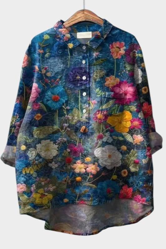 Matilda | Dark Blue Floral Print Shirt