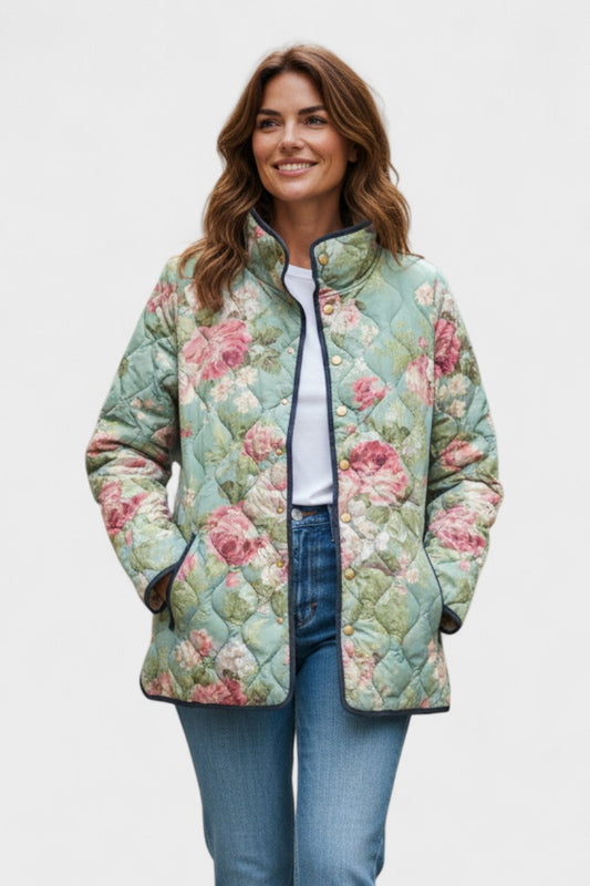 Matilda | Mint Rose Quilted Jacket
