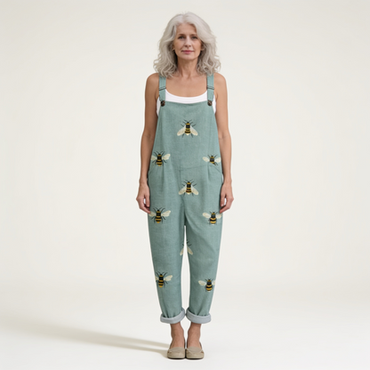 Heather | Sage Bee Print Dungarees