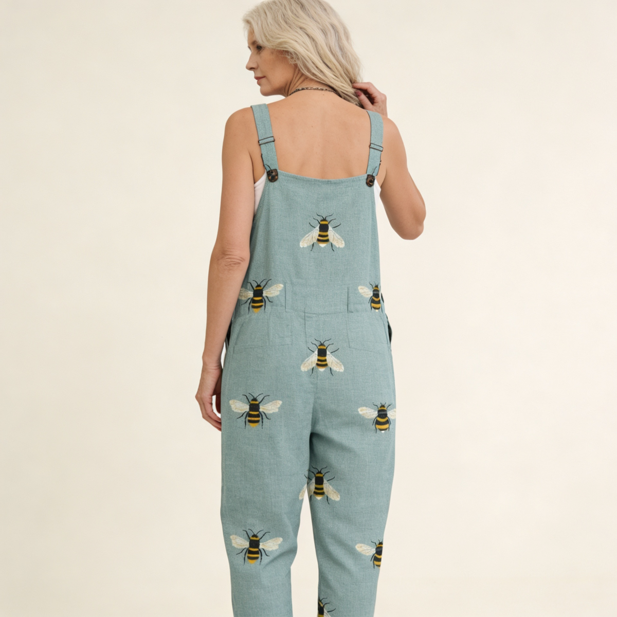 Heather | Sage Bee Print Dungarees
