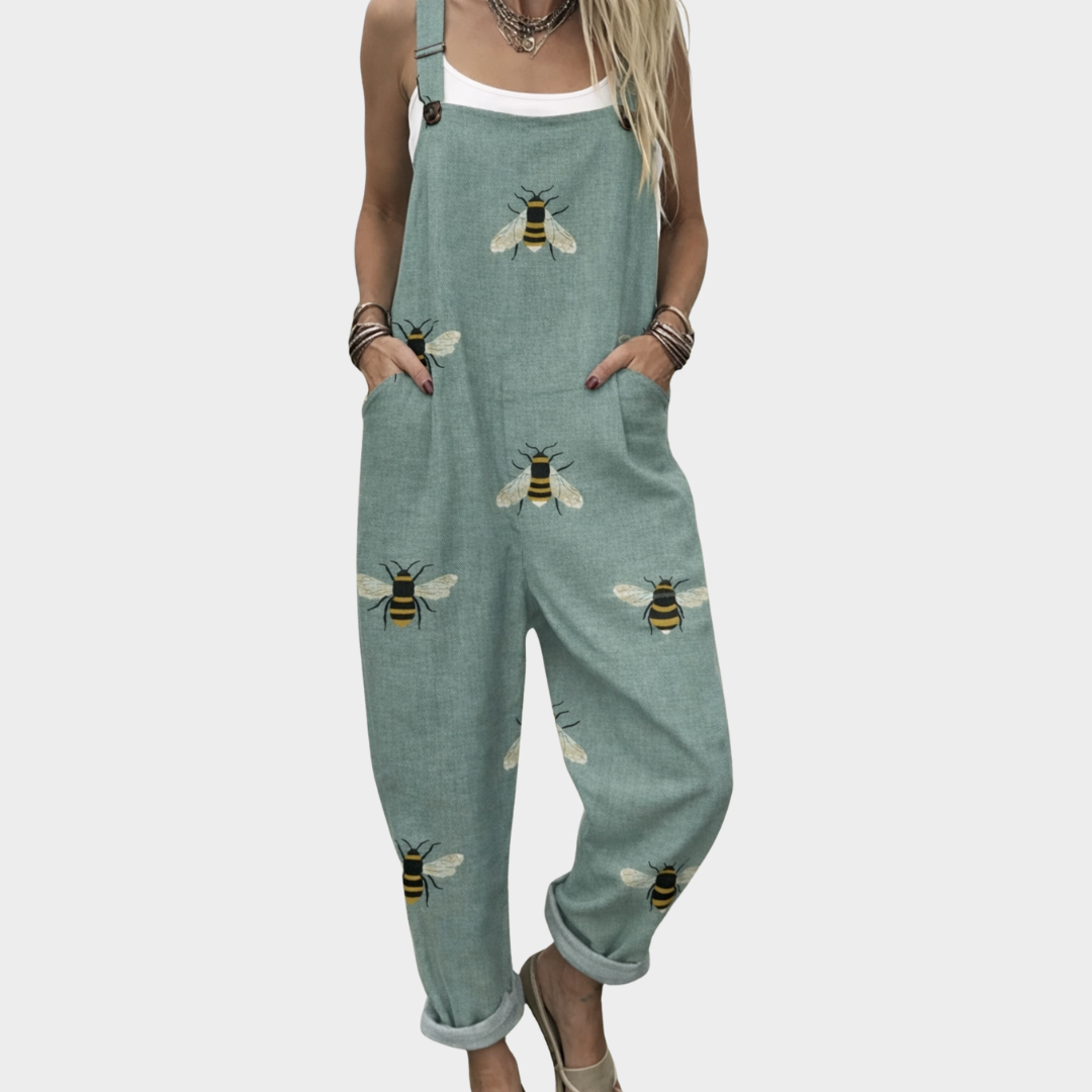 Heather | Sage Bee Print Dungarees