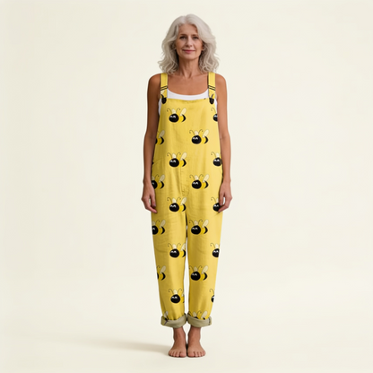 Nina | Yellow Bee Print Dungarees