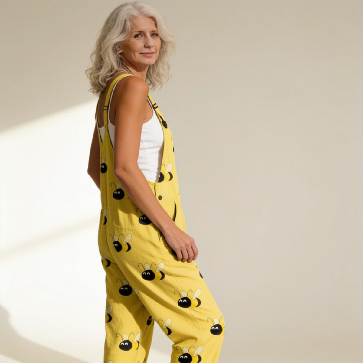 Nina | Yellow Bee Print Dungarees