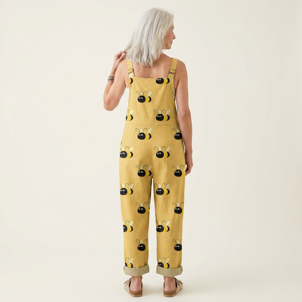 Nina | Yellow Bee Print Dungarees