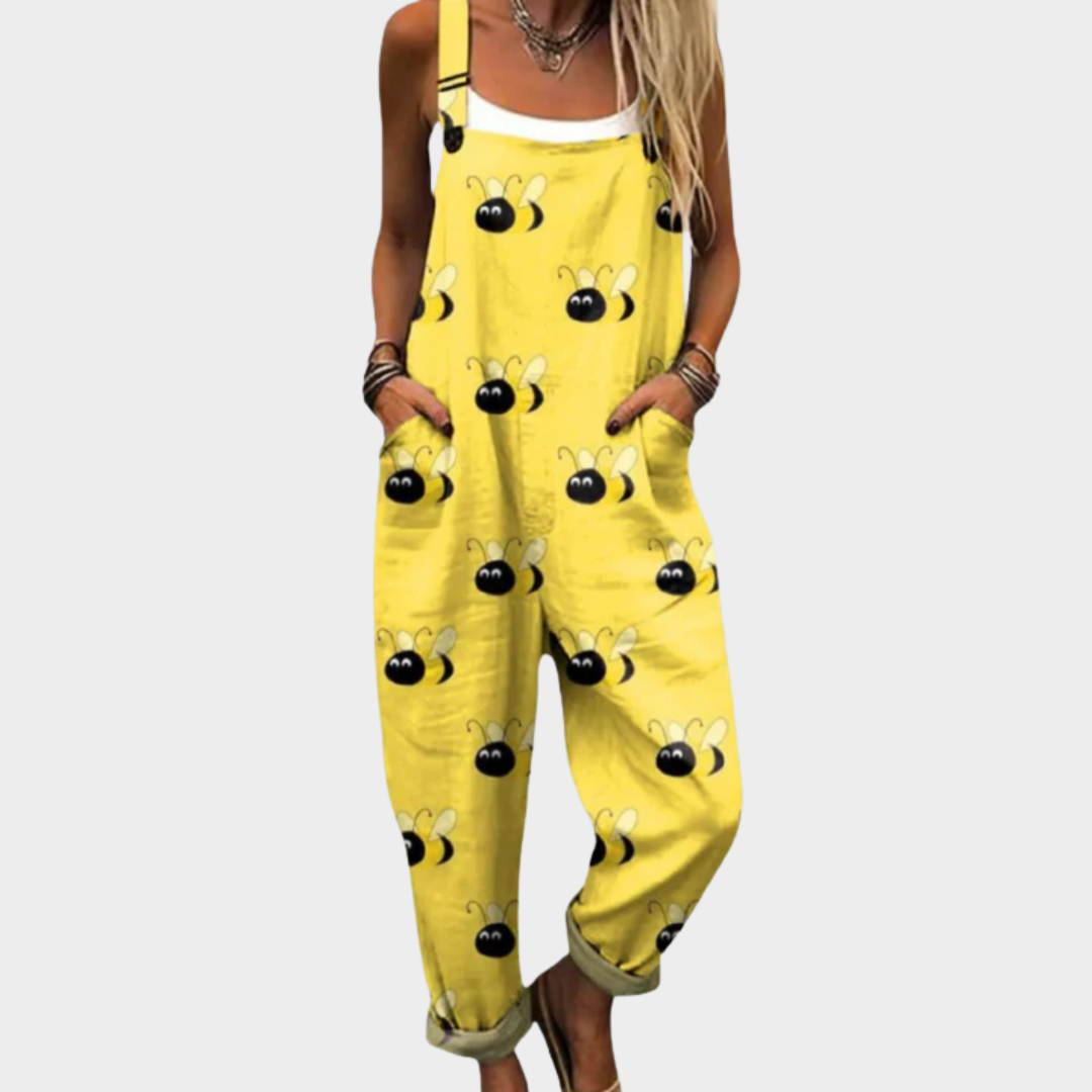 Nina | Yellow Bee Print Dungarees