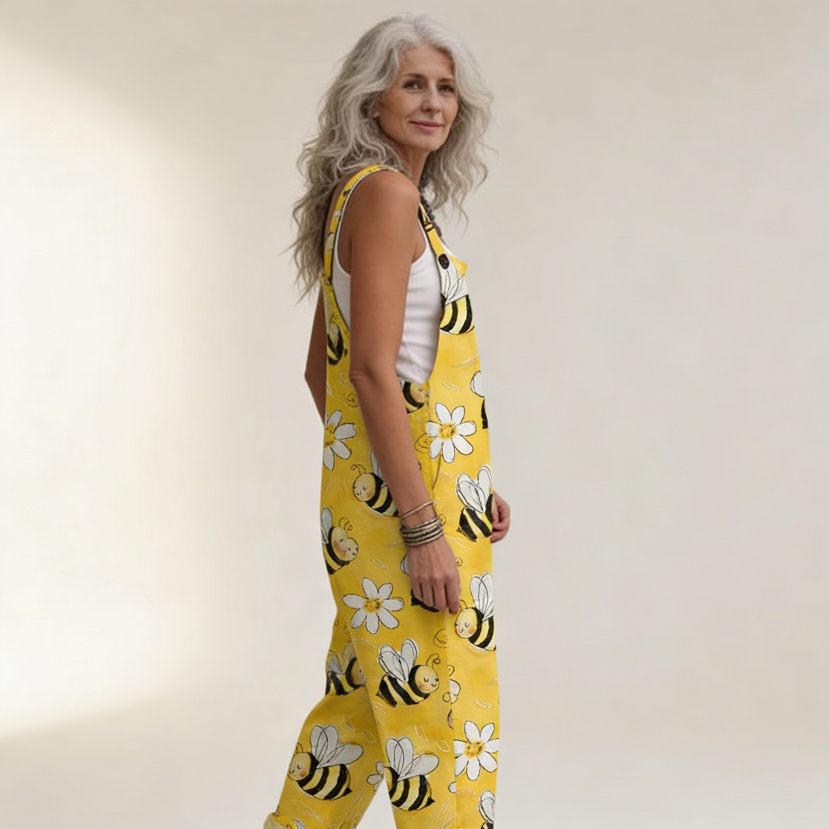 Hannah | Yellow Bee & Daisy Dungarees
