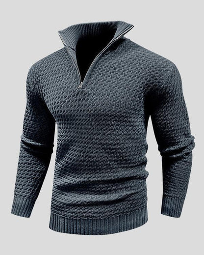 Martin | Black Textured Half-Zip Jumper